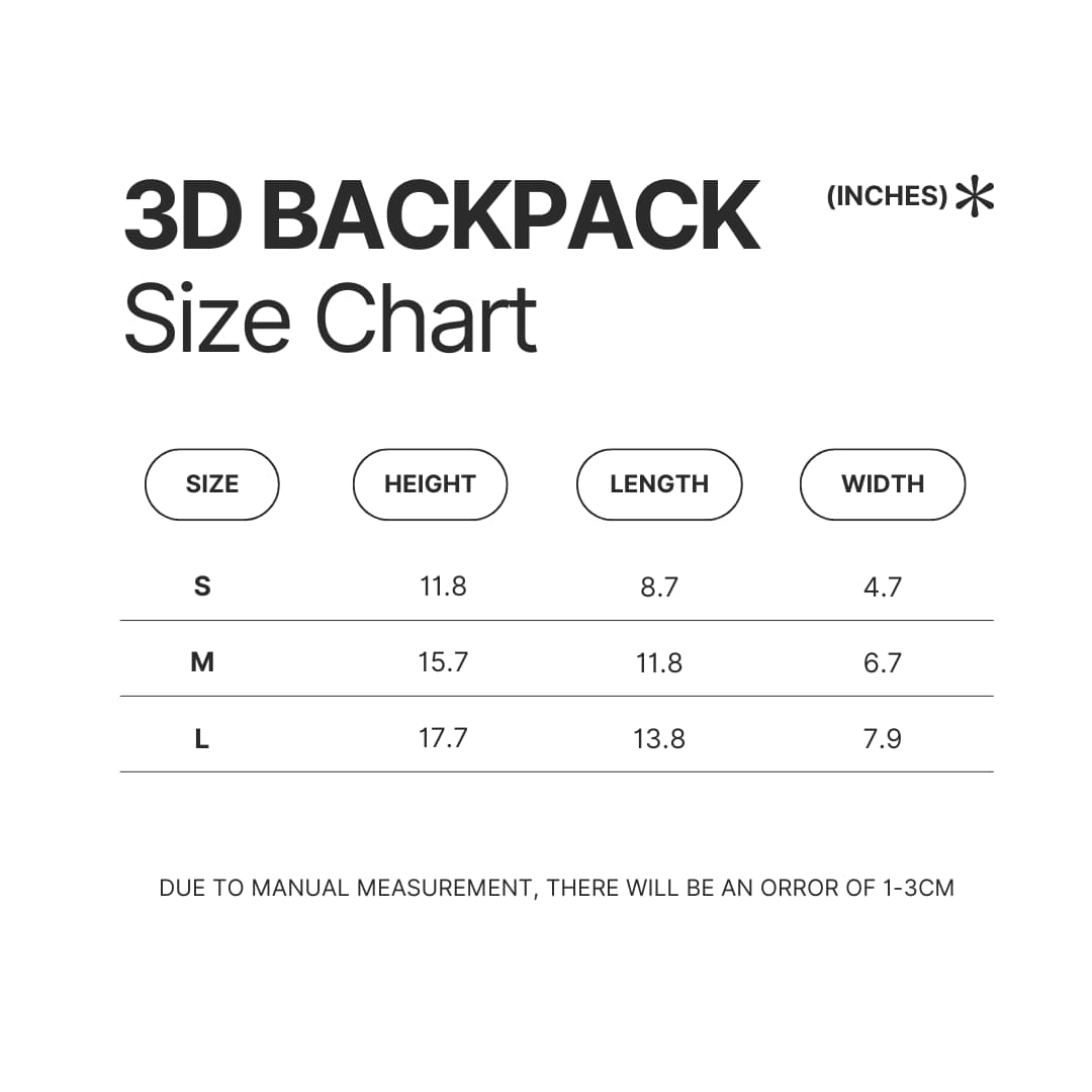 3D Backpack Size Chart - That Time I Got Reincarnated As A Slime Store