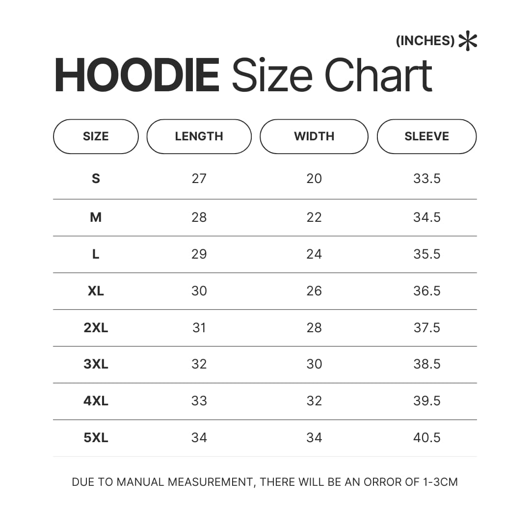 Hoodie Size Chart - That Time I Got Reincarnated As A Slime Store