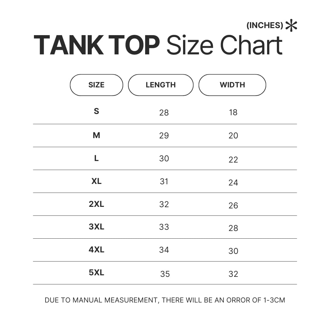 Tank Top Size Chart - That Time I Got Reincarnated As A Slime Store