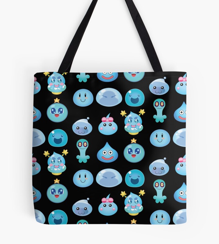 Blue Slime Buddy Cheerful Friends Tote Bag