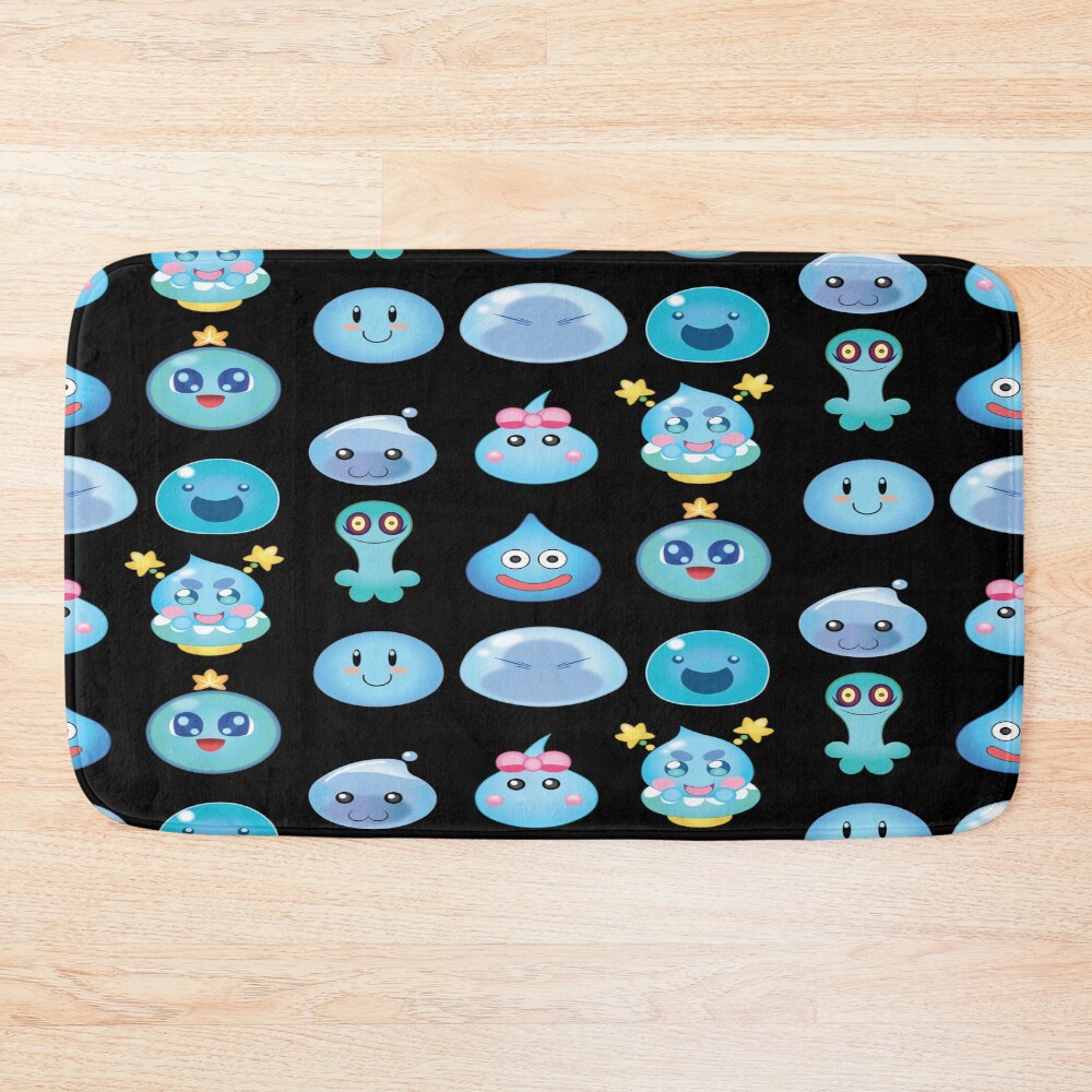 Blue Slime Buddy Cheerful Friends Bath Mat
