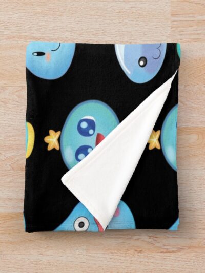 Alternative view of Blue Slime Buddy Cheerful Friends Throw Blanket